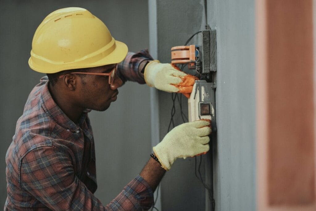 Image: Electrician working on panel